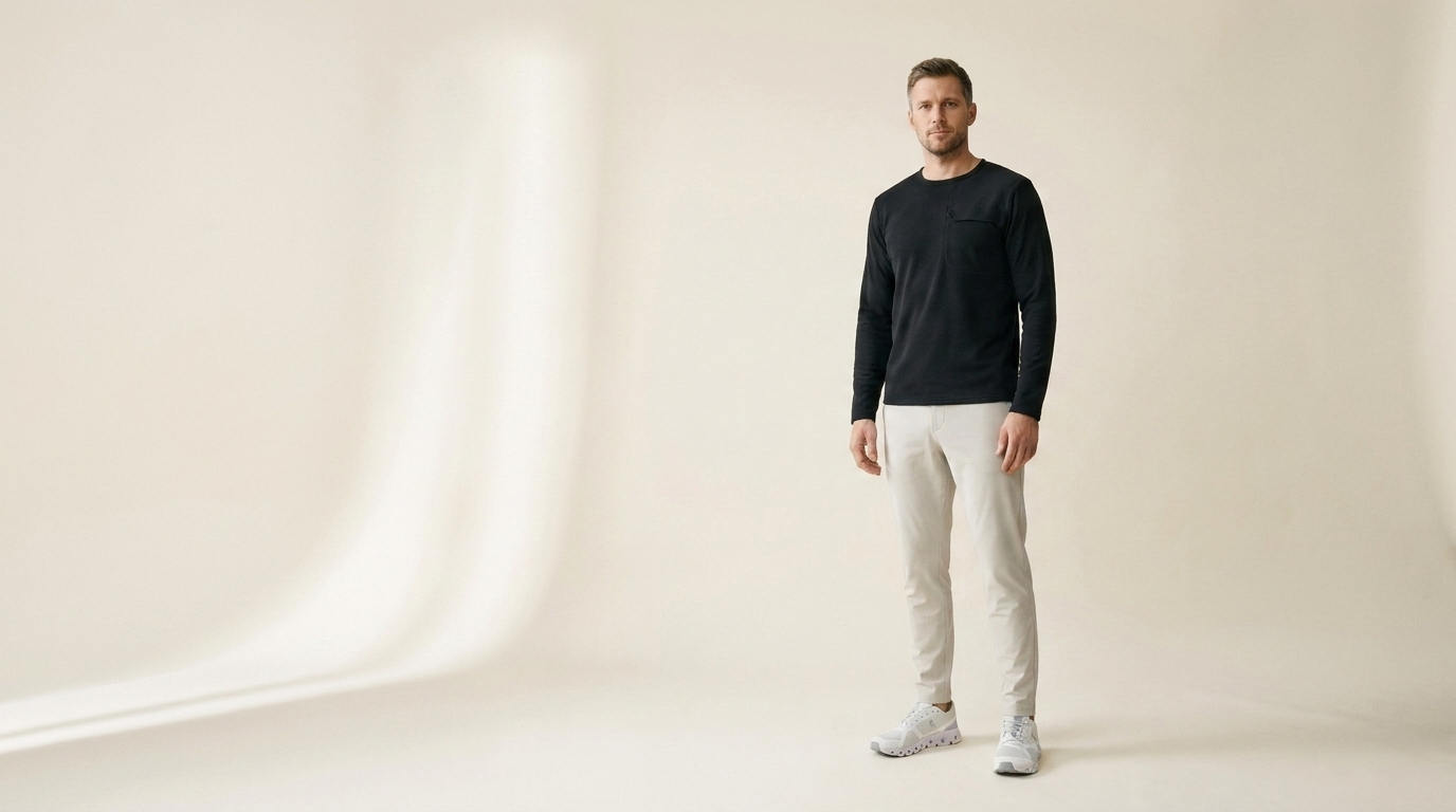 Модель в лонгсливе Grid Fleece